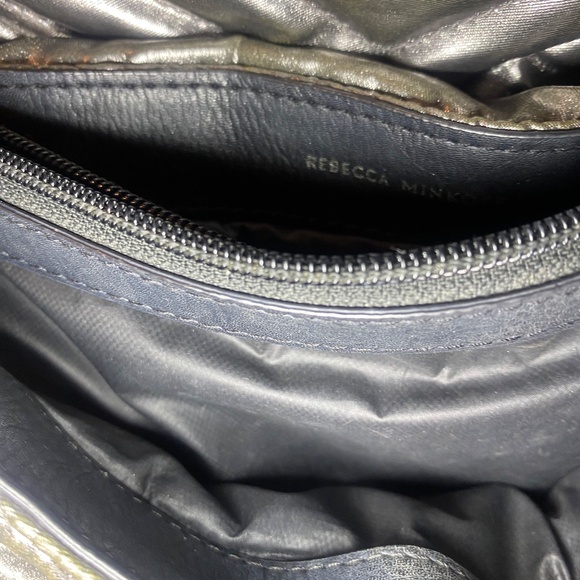 Rebecca Minkoff Edie Chevron Crossbody Purse-Metallic Gray - Picture 5 of 5